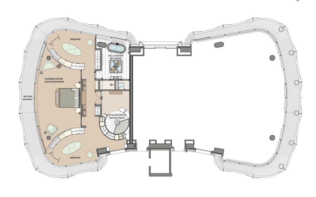 floorplan of the 4-bedroom apartment for rent in one Monte-Carlo