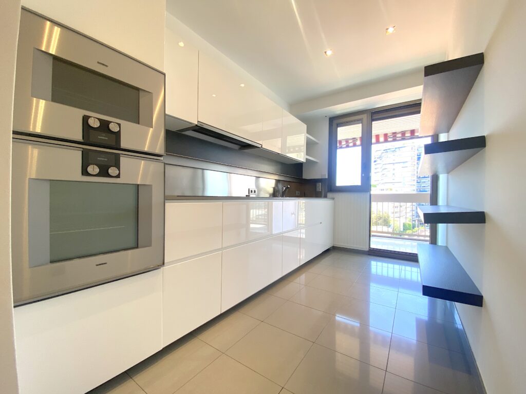 Renovated kitchen in the 3-bedroom apartment for rent in Park Palace