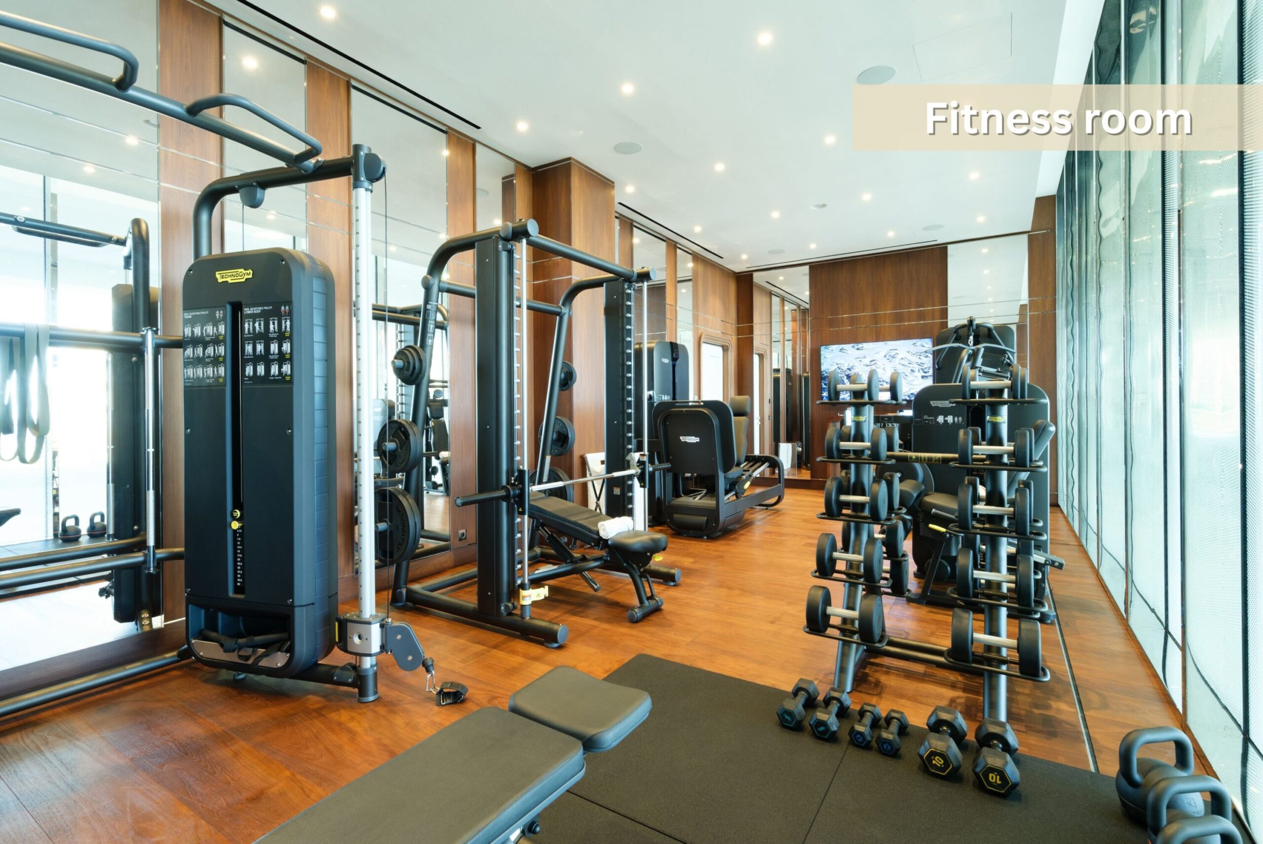 Bay House Monaco private fitness room with gym equipment