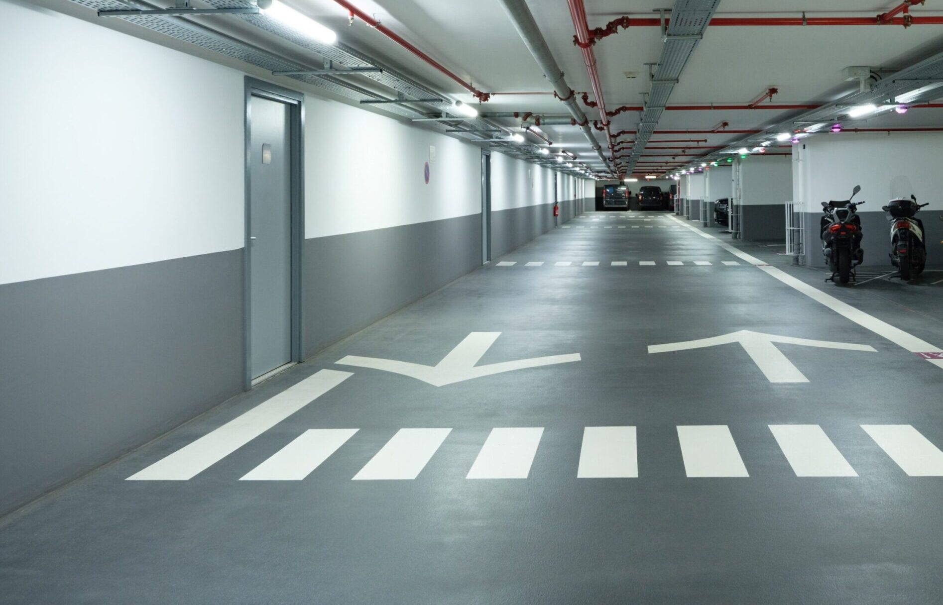 Bay House Monaco secure underground parking garage interior