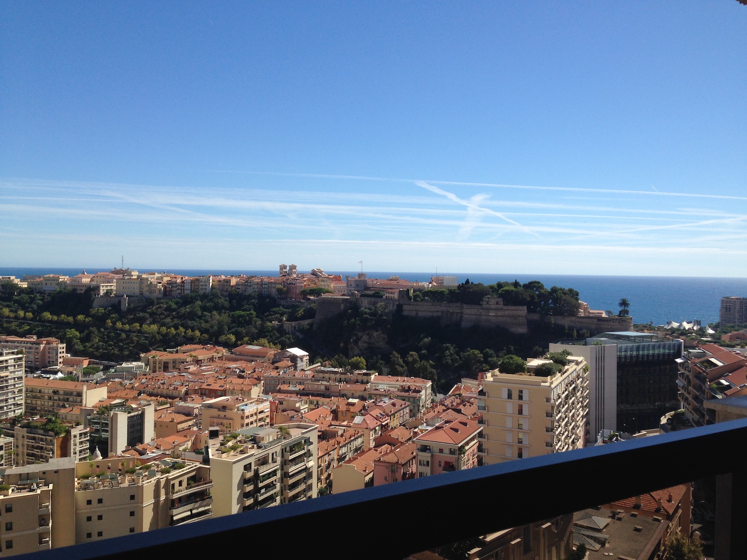 View from Beverly Palace Monaco overlooking Monaco-Ville and the Mediterranean Sea