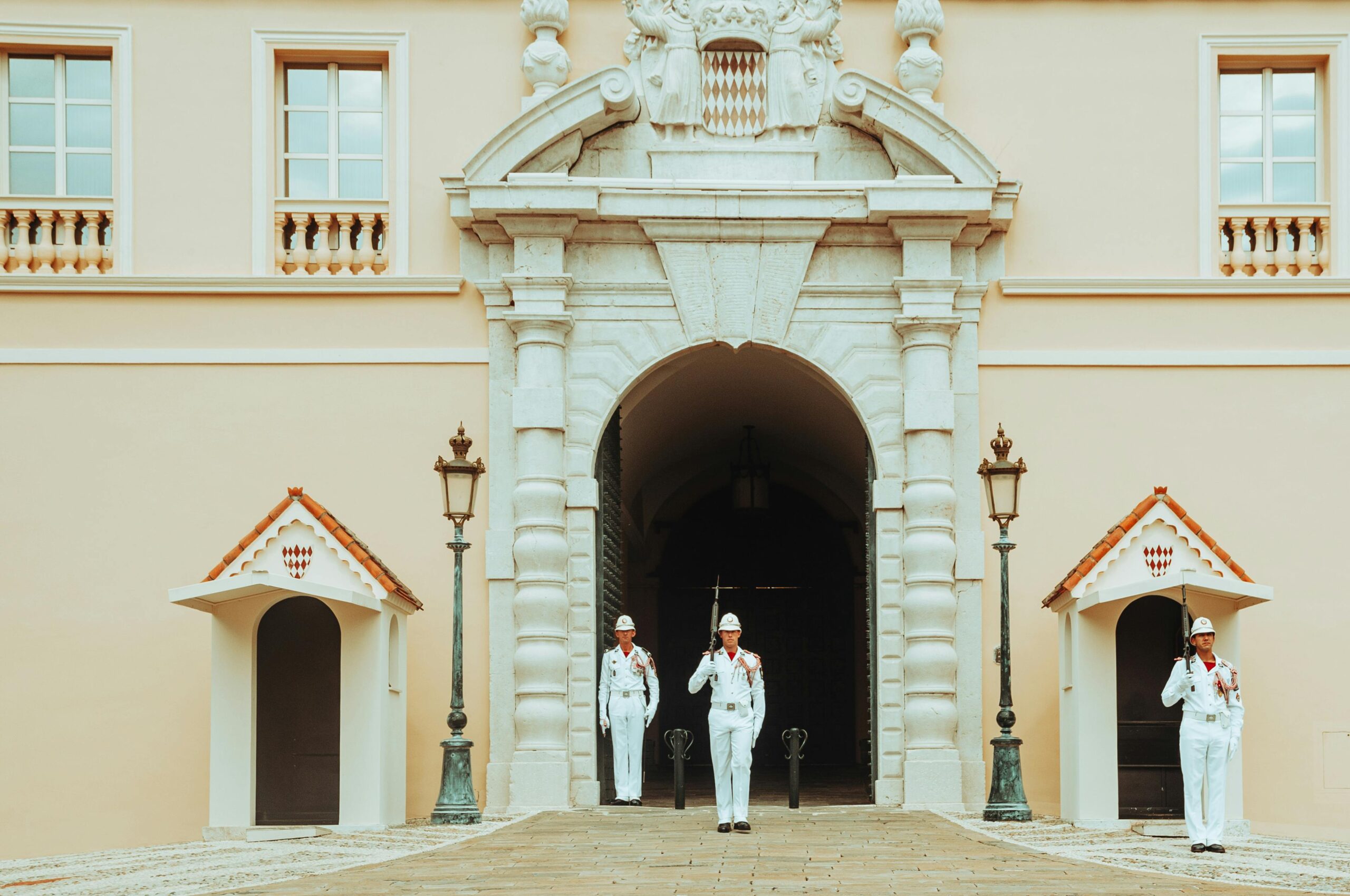 Guards waiting in front of Prince's Palace in Monaco