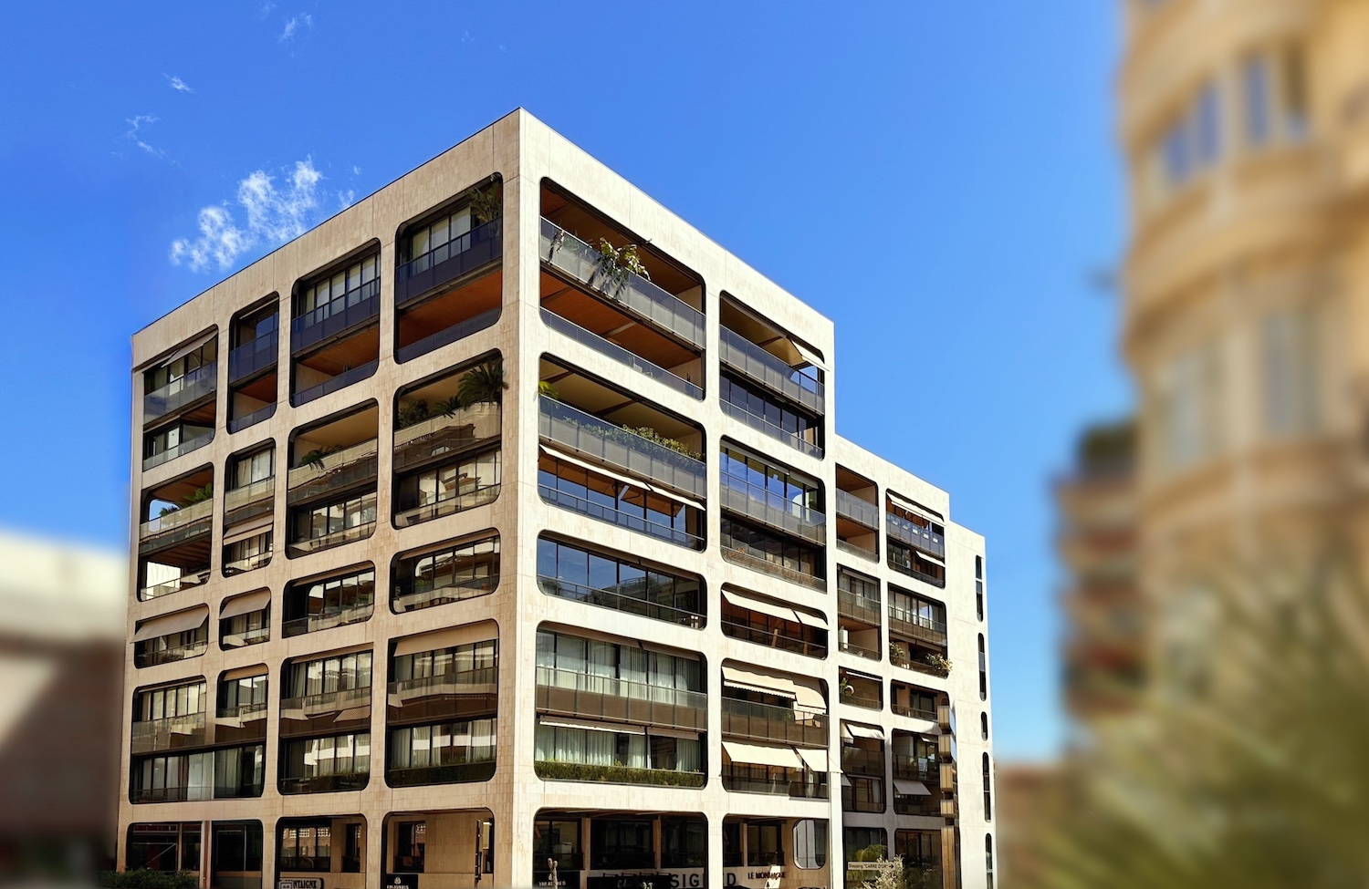 Le Montaigne residential building façade in Monte-Carlo Monaco