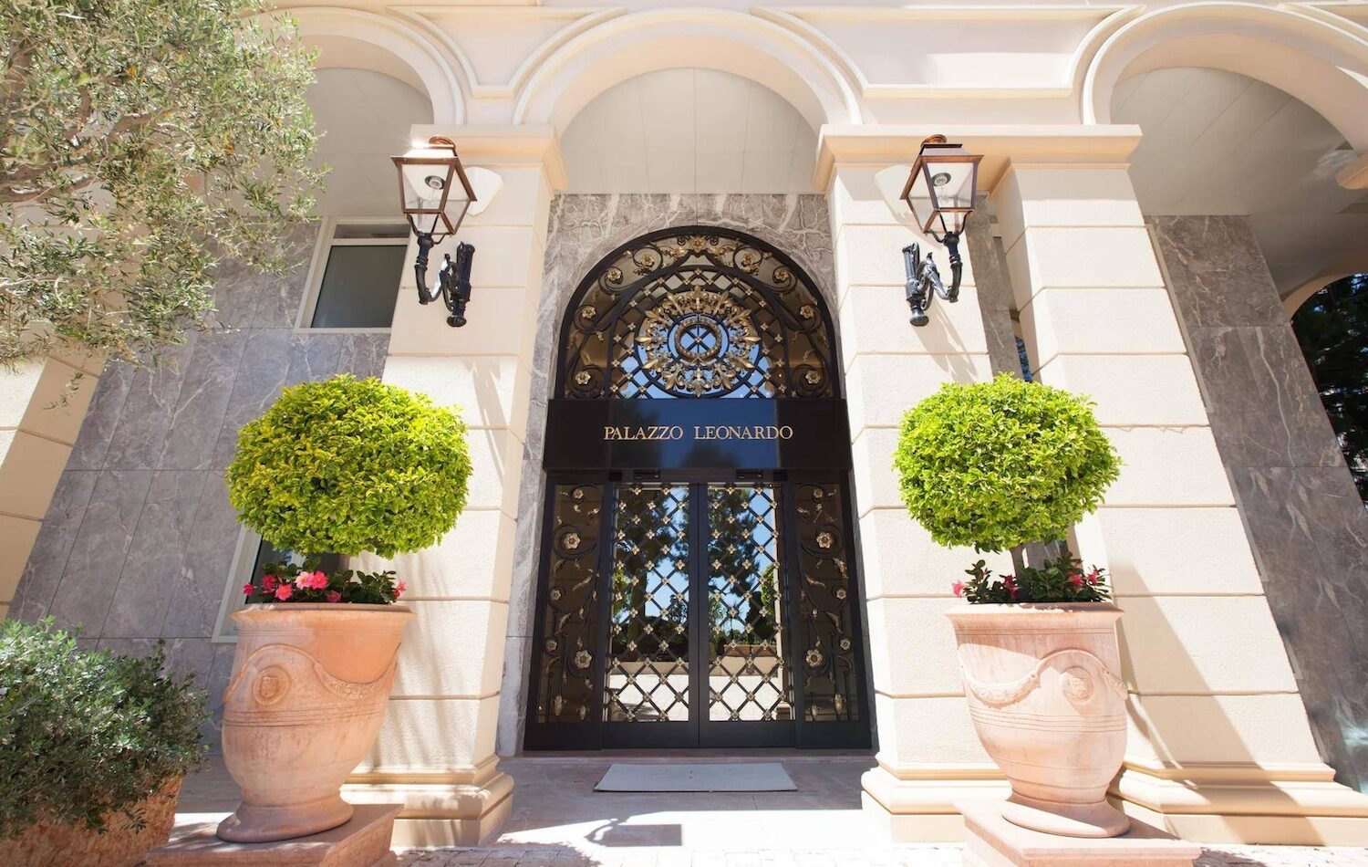 Entrance of Palazzo Leonardo luxury residence in Monaco