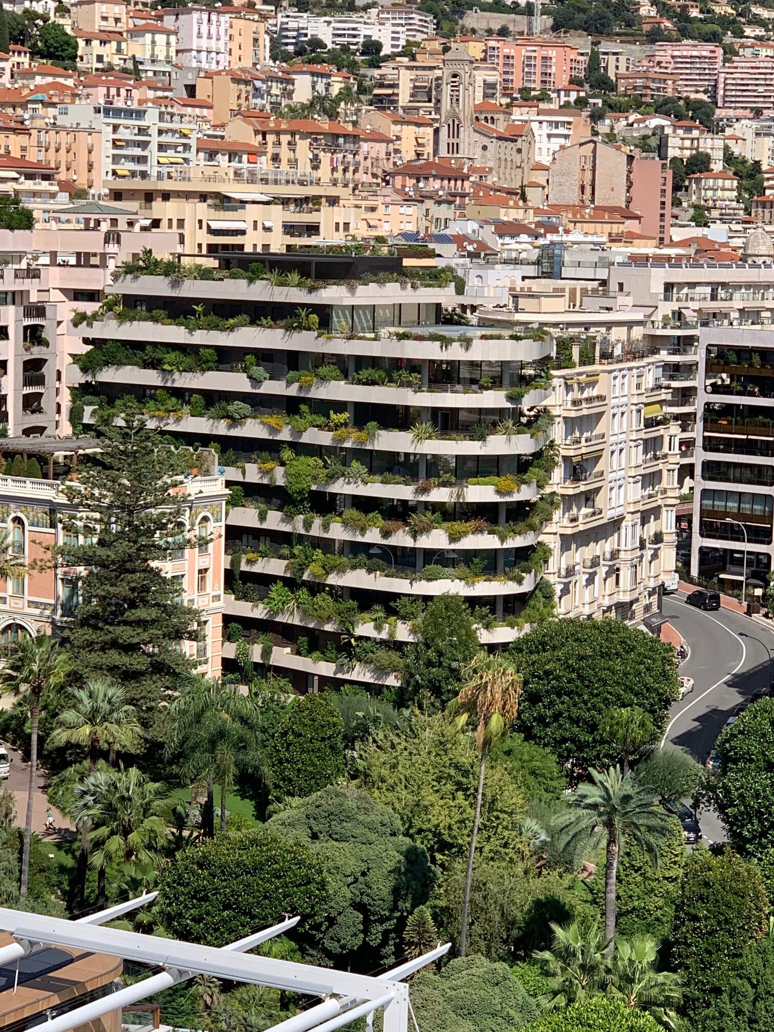 Façade of Le Petite Afrique residence in Carré d'Or Monaco