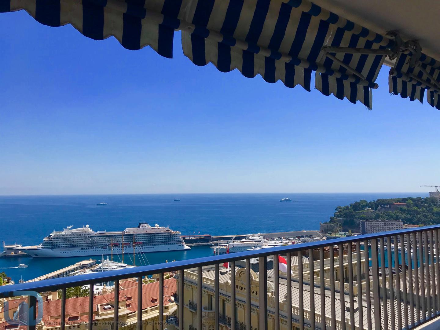 View from a balcony in Sun Tower over the mediterranean and Monaco Port