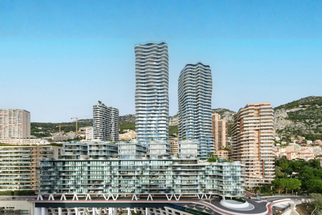 Bay House Monaco main entrance with illuminated signage and glass doors at 41 Boulevard d’Italie