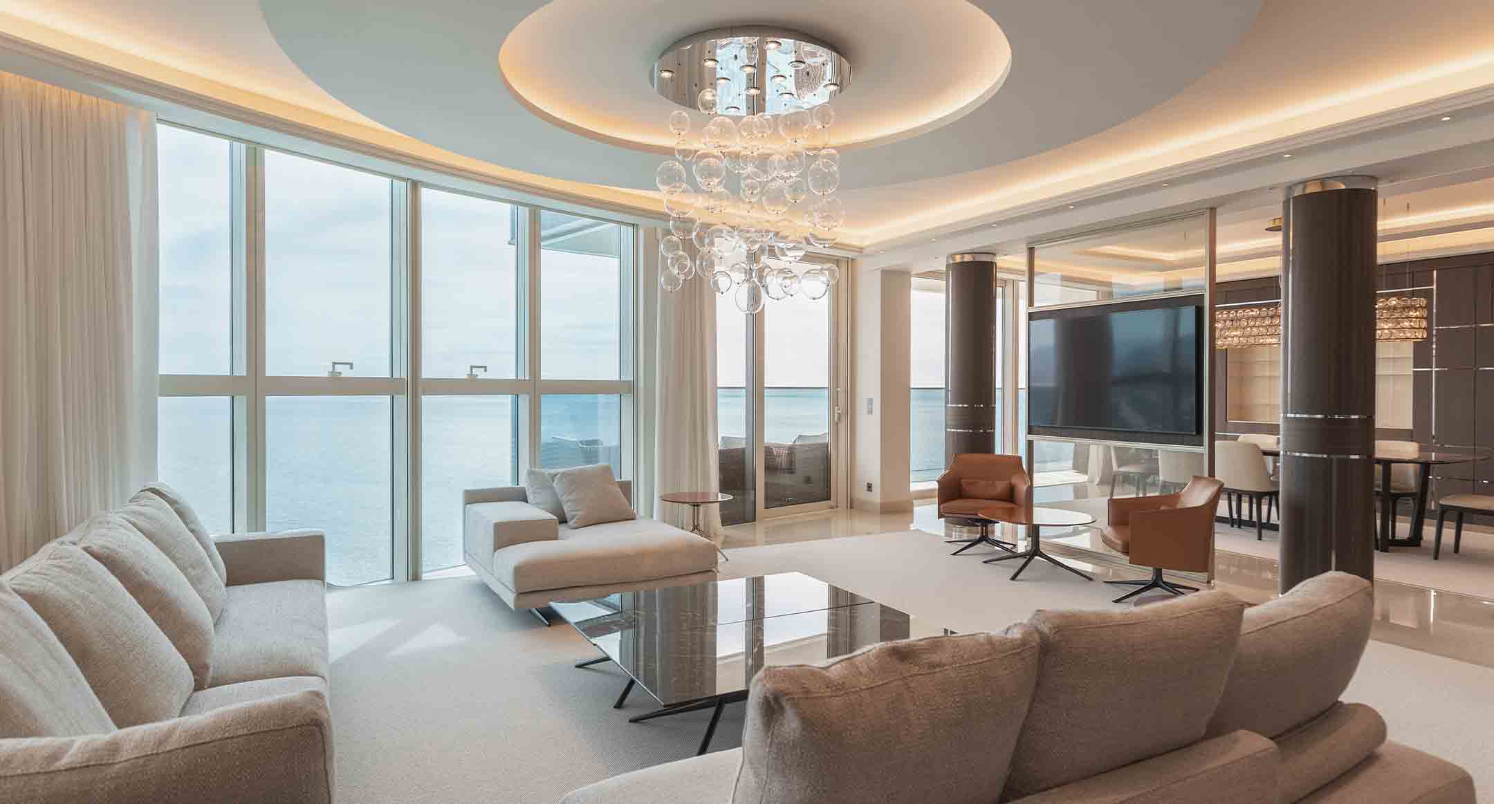 Luxury living room in a sale apartment in Tour Odeon