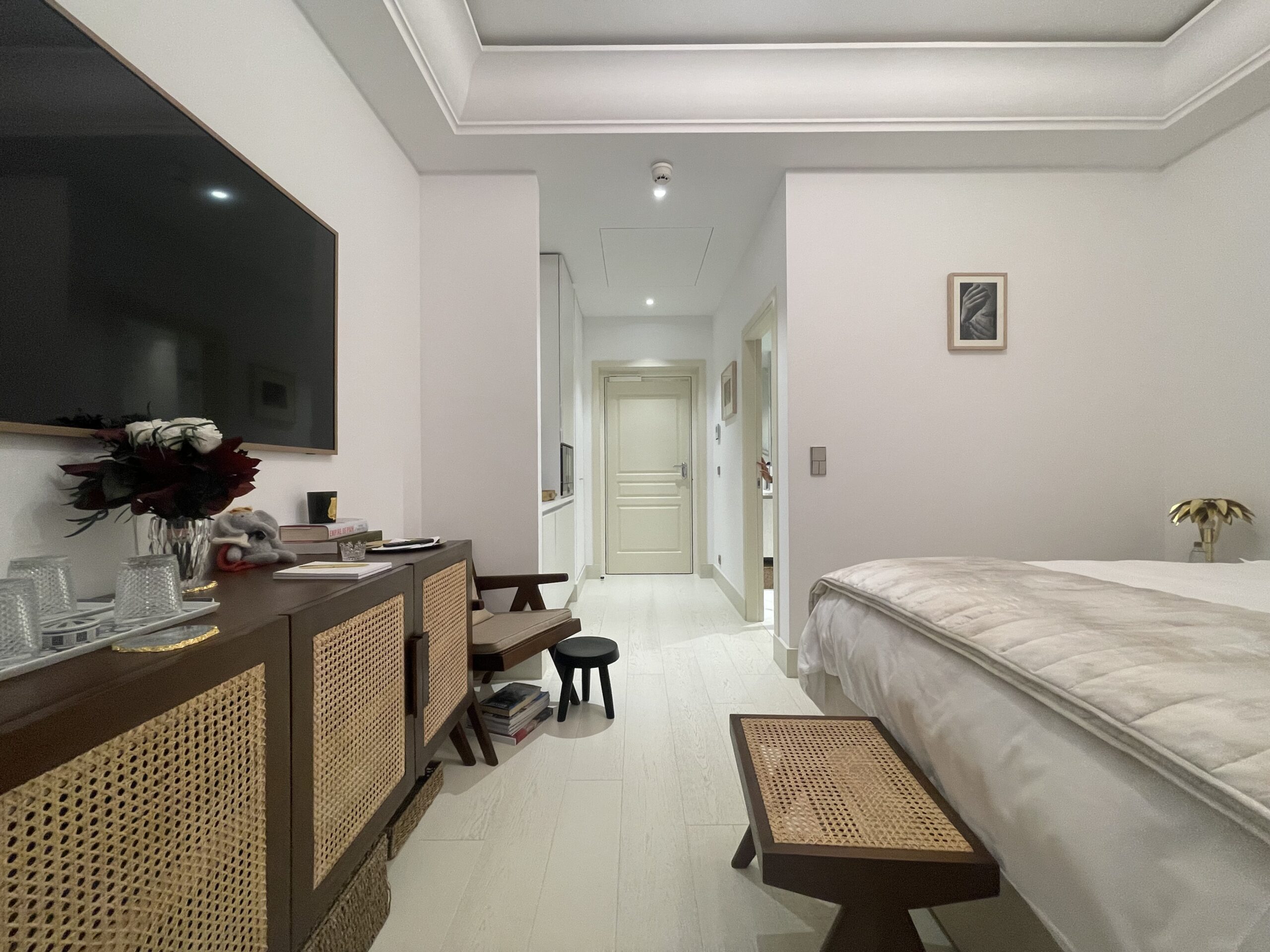 Bedroom with white walls and modern interiors