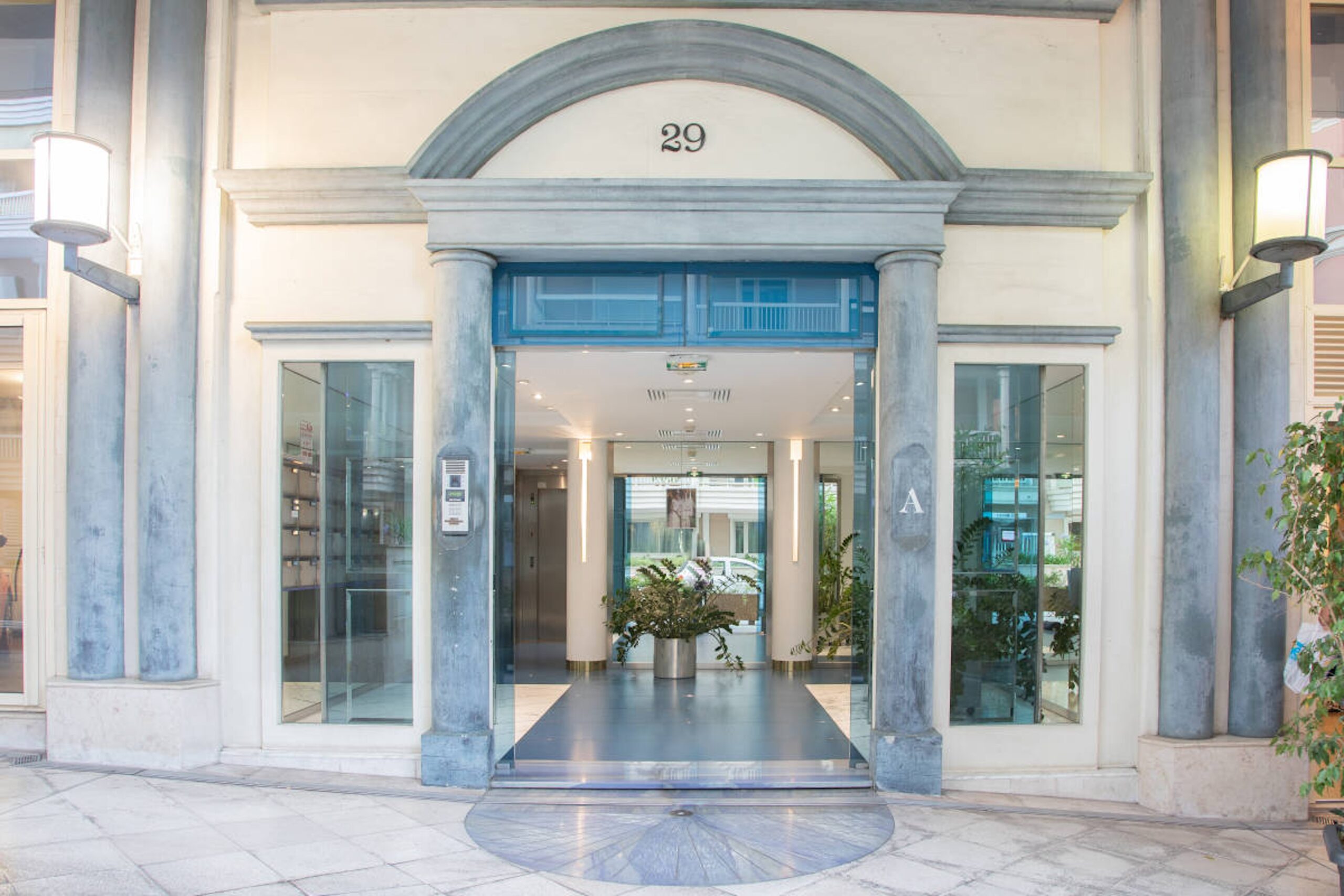 Rocazur building's door, pictured from the front