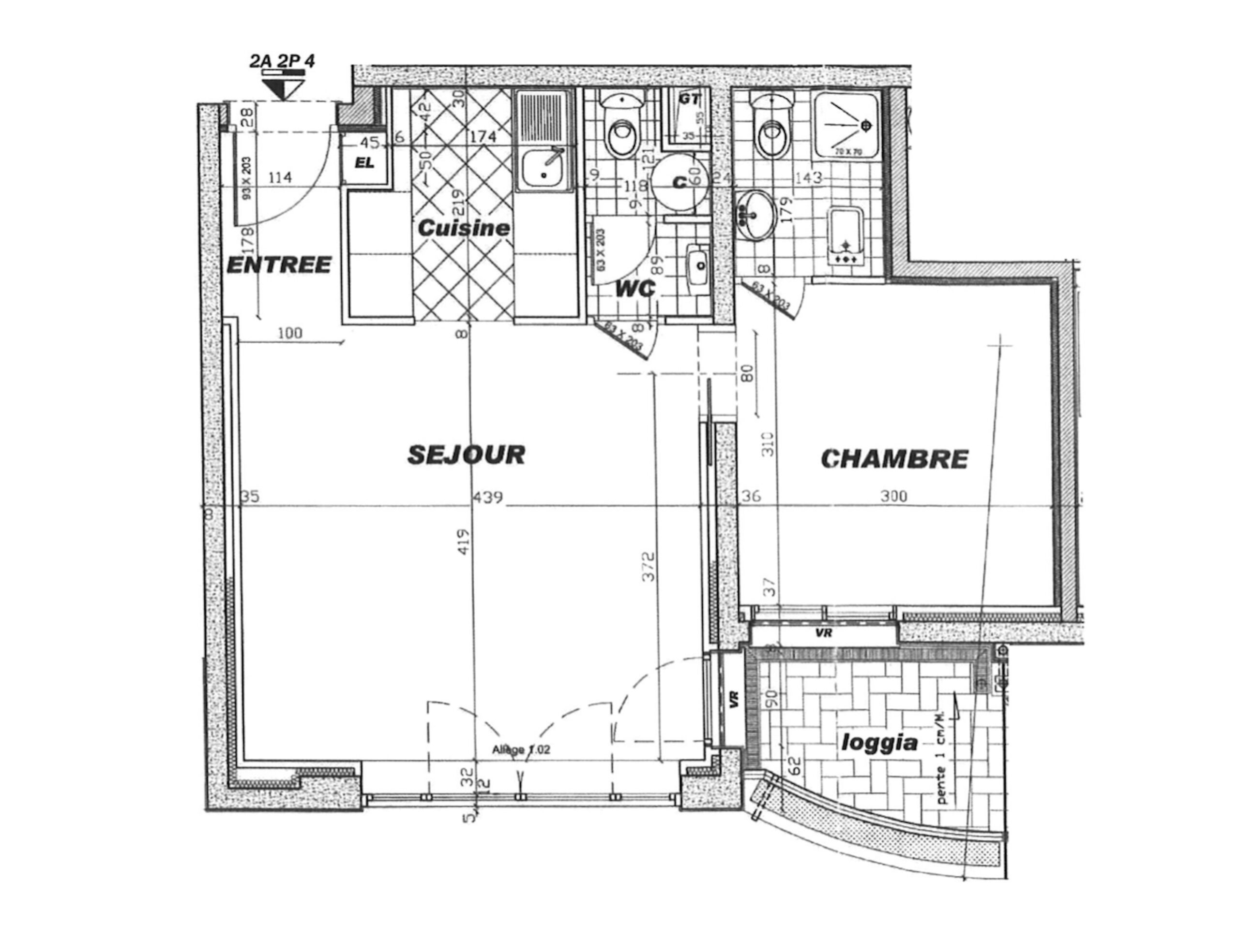 2P apartment floorplan in Rocazur building