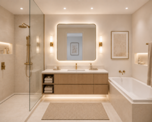 the bathroom of a luxurious 1-bedroom off market apartment